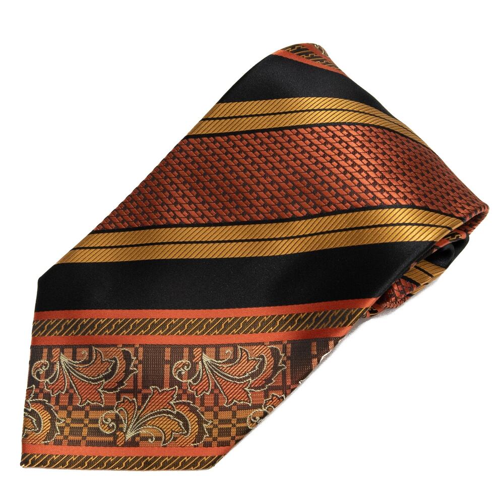 Vintage Avanti Uomo Orange Black Striped 60's 70's Retro Necktie